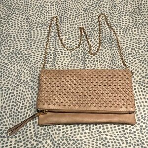 Elegant Tan Woven Clutch Bag